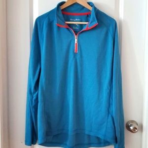 Tommy Bahama lightweight sweatshirt with half zip.